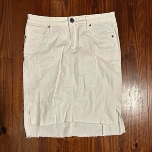 Kut from the Kloth, white jean skirt, midi length